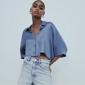 Zara Satin Effect Top - Sz Medium - NWT